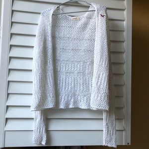 hollister white knitted cardigan